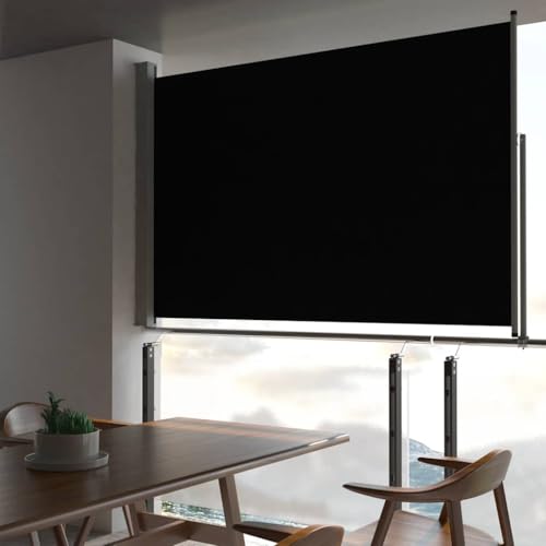 Ausziehbare Seitenmarkise mit UV-beständigem Polyesterstoff, Freistehendes Design, Sichtschutz für Balkon und Garten, Praktische Markise mit Rückrollfunktion, Schwarz, 160 x 300 cm Ausziehbare Seitenmarkise mit UV-beständigem Polyesterstoff, Freistehendes Design, Sichtschutz für Balkon und Garten, Praktische Markise mit Rückrollfunktion, Schwarz, 160 x 300 cm von HaoChrymec