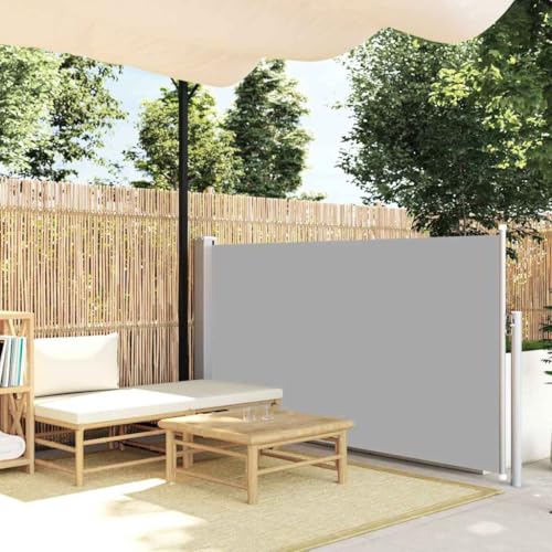 Ausziehbare Seitenmarkise mit UV-beständigem Stoff, Automatische Rückrollfunktion, Sichtschutz für Balkon und Garten, Freistehende Markise, Grau, 120 x 500 cm von HaoChrymec