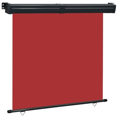 Balkon-Seitenmarkise ausziehbar mit UV-beständigem Polyester, Wind- und Sonnenschutz, Sichtschutz Balkon, Freistehende Markise, Rot, 165x250 cm von HaoChrymec