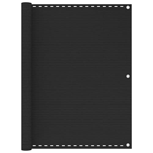 Balkon Sichtschutz Anthrazit aus 100% HDPE, Wind- und wasserdurchlässig, UV-resistent, Atmungsaktiv, Mit Aluminiumösen und PE-Seil, 120x600 cm von HaoChrymec