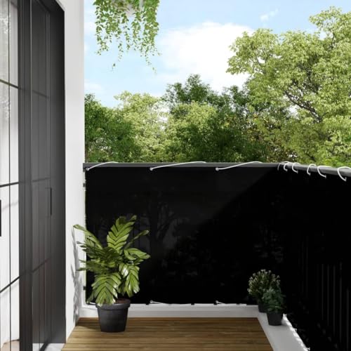 Balkon-Sichtschutz aus 100% Polyester-Oxford, Wasserfest und UV-beständig, Mit Aluminium-Ösen, Sichtschutz für Balkon und Garten, Schwarz, 120 x 700 cm von HaoChrymec