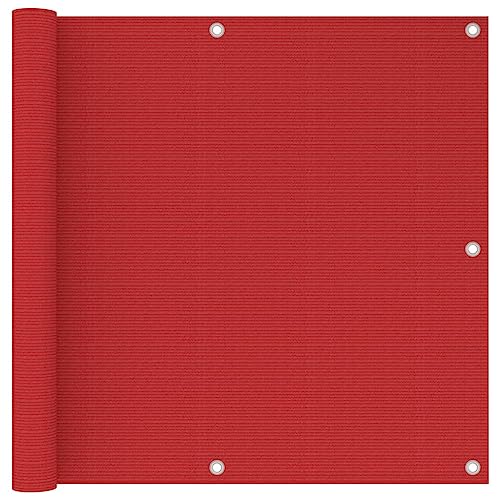 Balkon-Sichtschutz aus HDPE, UV-beständig, Wind- und Wasserdurchlässig, Sichtschutz für Balkon und Garten, Rot, 90x500 cm von HaoChrymec