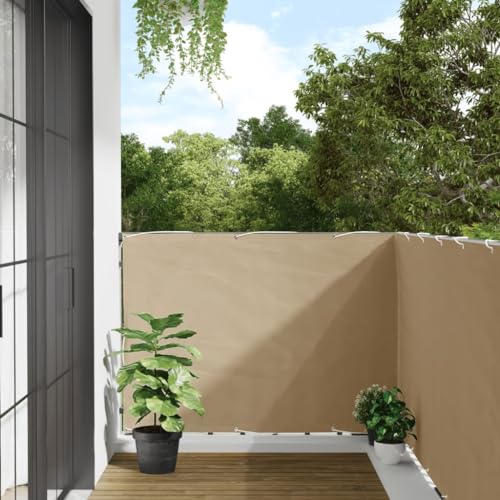 Balkon-Sichtschutz mit Wasserdichtem PU-beschichtetem Oxford-Gewebe, UV-Schutz, Einfach zu Befestigen, Sichtschutz für Balkon und Garten, Beige, 120x500 cm von HaoChrymec