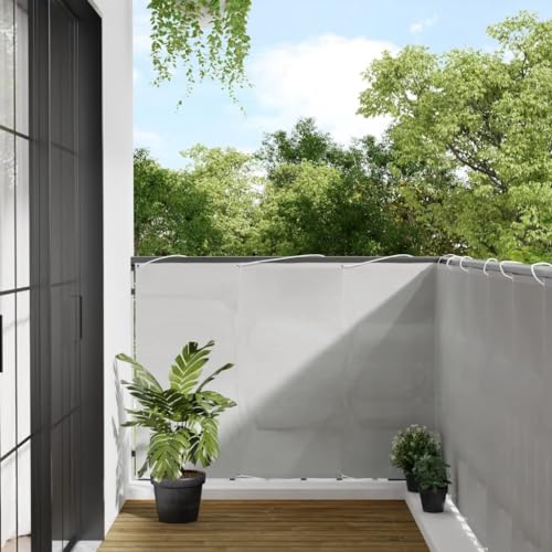 Balkon-Sichtschutz mit Wasserdichtem Polyester-Oxford, UV-Schutz, Aluminiumösen, Sonnenschutz für den Balkon, Privacy Screen, Sichtschutz Garten, Hellgrau, 120 x 800 cm von HaoChrymec