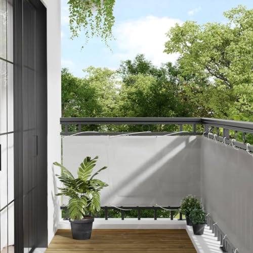 Balkon-Sichtschutz mit Wasserfestem Polyester-Oxford, UV-beständig, Privatsphäre für Balkon und Garten, Hellgrau, 75 x 500 cm von HaoChrymec