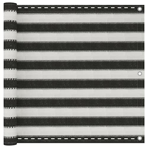 Balkonsichtschutz aus HDPE, UV-beständig, Wind- und wasserdurchlässig, Für Privatsphäre auf Balkon und Garten, Sichtschutz mit Aluminiumösen, Anthrazit und Weiß, 90 x 600 cm von HaoChrymec