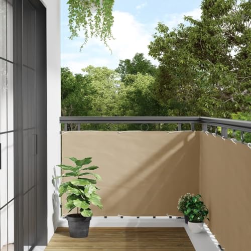 Balkonsichtschutz aus Oxfordgewebe, PU-beschichtet, Wasserdicht, UV-Schutz, Einfach zu Montieren, Beige, 90x600 cm, Sichtschutz Balkon, Privacy Screen von HaoChrymec