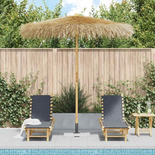 Bambus-Sonnenschirm mit Bananenblatt-Dach, Sonnenschutz für Terrasse, Balkon, Garten, Strandschirm, Sonnenschirm Camping, 270 cm Durchmesser, 260 cm Höhe von HaoChrymec