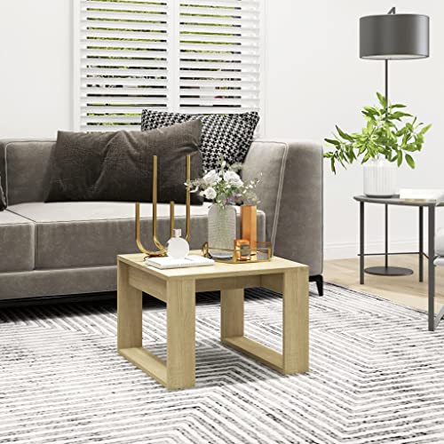 Beistelltisch Sonoma-Eiche mit Holzwerkstoff, Kompakte Größe, Robuste Tischplatte, Praktisch für Wohnzimmer, Sofa oder Balkon, 50 x 50 x 35 cm von HaoChrymec
