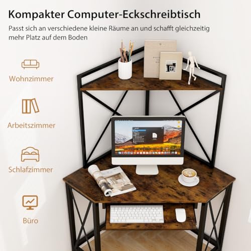 Eckschreibtisch mit Ladestation, Computertisch mit Tastaturablage & 2 Ablagen, Modernes Design für Study Table, Gaming Schreibtisch,Rustikales Braun + Schwarz, 113 x 75 x 145 cm Eckschreibtisch mit Ladestation, Computertisch mit Tastaturablage & 2 Ablagen, Modernes Design für Study Table, Gaming Schreibtisch,Rustikales Braun + Schwarz, 113 x 75 x 145 cm von HaoChrymec