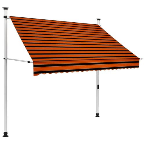 Einziehbare Markise Handbetrieben mit PU-Beschichtung, Flexibel Verstellbar, Sonnenschutz für Balkon, Terrasse, Fenster, Freistehende Markise, Orange und Braun, 200 cm von HaoChrymec