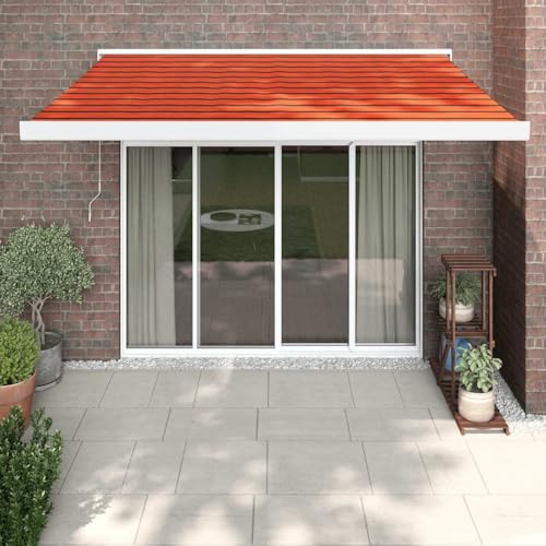 Einziehbare Markise Orange und Braun mit Stoff & Aluminiumrahmen, Gelenkarmmarkise für Balkon, Terrasse oder Garten, Sonnenschutz für Außenbereiche, 3.5x2.5 m Einziehbare Markise Orange und Braun mit Stoff & Aluminiumrahmen, Gelenkarmmarkise für Balkon, Terrasse oder Garten, Sonnenschutz für Außenbereiche, 3.5x2.5 m von HaoChrymec