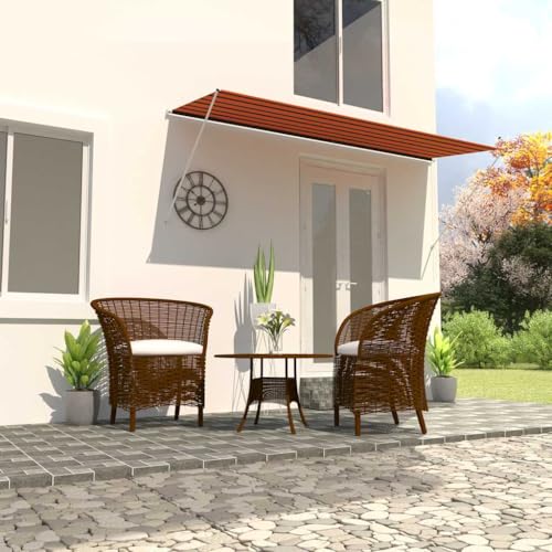 Einziehbare Markise mit Stahlrahmen, UV- und Wasserbeständig, Handbetrieben, Klemmmarkise Balkon, Markise Einziehbar, Sonnensegel Balkon, Orange und Braun, 350 x 150 cm Einziehbare Markise mit Stahlrahmen, UV- und Wasserbeständig, Handbetrieben, Klemmmarkise Balkon, Markise Einziehbar, Sonnensegel Balkon, Orange und Braun, 350 x 150 cm von HaoChrymec