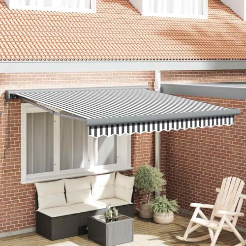 Einziehbare Markise mit UV-beständigem Stoff, Pulverbeschichtetem Aluminiumrahmen, Sonnenschutz für Balkon und Terrasse, Markise für Garten, Klemmmarkise Balkon, Anthrazit und Weiß, 3 x 2.5 m Einziehbare Markise mit UV-beständigem Stoff, Pulverbeschichtetem Aluminiumrahmen, Sonnenschutz für Balkon und Terrasse, Markise für Garten, Klemmmarkise Balkon, Anthrazit und Weiß, 3 x 2.5 m von HaoChrymec