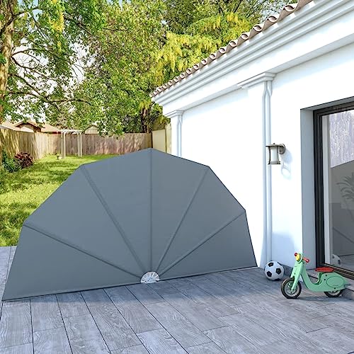 Faltbare Seitenmarkise Grau aus Polyester mit Stahlrahmen, UV-beständig, Wasserabweisend, Sichtschutz Balkon, Freistehende Markise, 200 cm von HaoChrymec