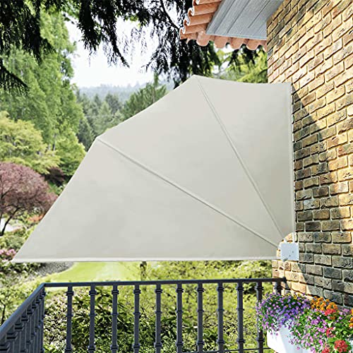 Faltbarer Balkonfächer aus Polyester, UV- und Witterungsbeständig, Wind- und Sichtschutz, Balkonmarkise Klappbar, Creme, 240x160 cm von HaoChrymec