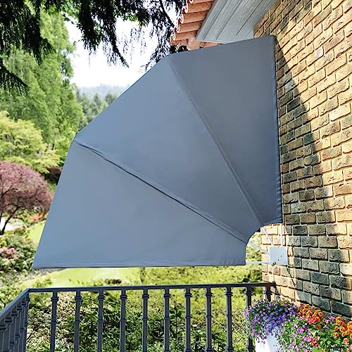 Faltbarer Balkonfächer mit Stahlrahmen, UV-beständigem Polyester, Wind- & Sichtschutz, Balkonfächer klappbar, Balkon Windschutz, Seitenmarkise, Grau, 210x210 cm Faltbarer Balkonfächer mit Stahlrahmen, UV-beständigem Polyester, Wind- & Sichtschutz, Balkonfächer klappbar, Balkon Windschutz, Seitenmarkise, Grau, 210x210 cm von HaoChrymec