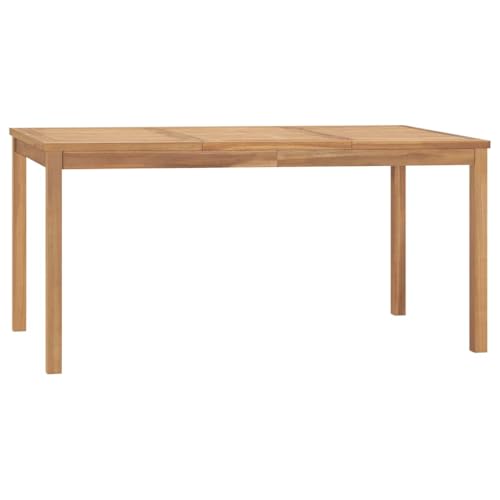 Garten-Esstisch aus Massivholz Teak fein geschliffen, Robust und Witterungsbeständig, Langlebige Holzoberfläche, dining tables, esszimmer tisch, Für Terrasse Balkon, Natur Braun, 160x80x77 cm von HaoChrymec