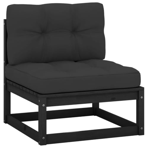 Garten-Mittelsofa aus Massivholz Kiefer mit Kissen, Modulares Design, Ideal für Outdoor-Lounge, Gartensofa, Sitzgruppe Outdoor, Anthrazit, 70 x 70 x 67 cm von HaoChrymec