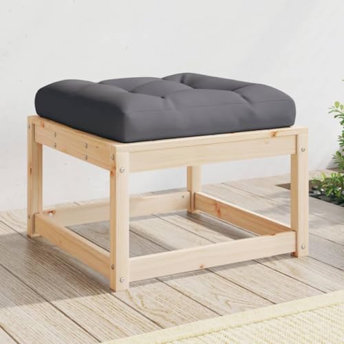 Gartenhocker mit Kissen aus Massivholz Kiefer, Modulares Design, Ideal für Balkon und Terrasse, Outdoor Stuhl, Balkon Stuhl, Anthrazit, 83 x 73 x 78 cm von HaoChrymec