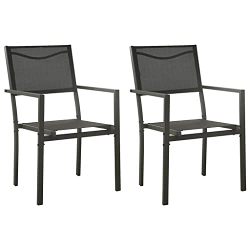 Gartenstühle Set 2 STK. mit Textilene und Pulverbeschichtetem Stahl, Ergonomisches Design, Relaxsessel Garten, Balkon Stuhl, Witterungsbeständig, Schwarz und Anthrazit, 54 x 63 x 90 cm Gartenstühle Set 2 STK. mit Textilene und Pulverbeschichtetem Stahl, Ergonomisches Design, Relaxsessel Garten, Balkon Stuhl, Witterungsbeständig, Schwarz und Anthrazit, 54 x 63 x 90 cm von HaoChrymec