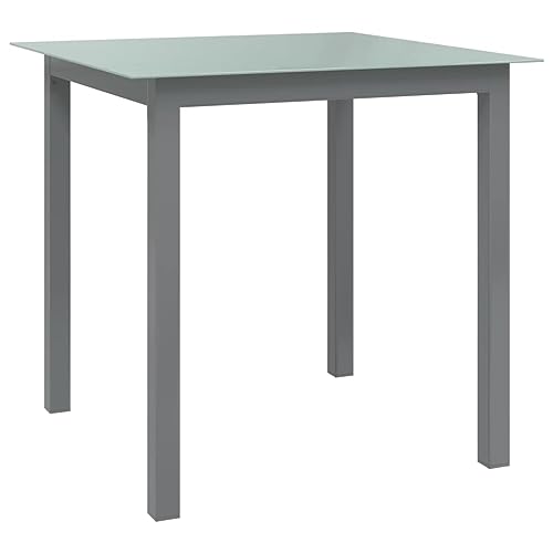 Gartentisch Hellgrau mit Aluminiumgestell und Glasplatte, Loungetisch für Balkon und Garten, Wetterfest, Beistelltisch Outdoor, 80 x 80 x 74 cm Gartentisch Hellgrau mit Aluminiumgestell und Glasplatte, Loungetisch für Balkon und Garten, Wetterfest, Beistelltisch Outdoor, 80 x 80 x 74 cm von HaoChrymec