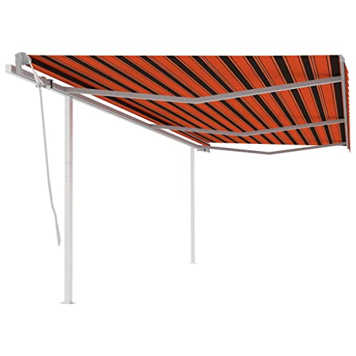 Gelenkarmmarkise Einziehbar mit Pulverbeschichtetem Aluminiumrahmen, UV-beständiger Stoff, Sonnenschutz für Terrasse, Balkon Markise, Freistehende Markise, Orange und Braun, 600 x 300 cm Gelenkarmmarkise Einziehbar mit Pulverbeschichtetem Aluminiumrahmen, UV-beständiger Stoff, Sonnenschutz für Terrasse, Balkon Markise, Freistehende Markise, Orange und Braun, 600 x 300 cm von HaoChrymec