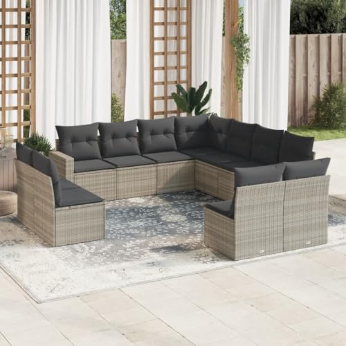 HaoChrymec 11-TLG. Garten-Sofagarnitur mit Kissen Hellgrau Poly Rattan, Modulares Design, Stauraum mit wasserfestem Beutel, Outdoor Lounge Set, Gartenmöbel Set, Gartensofa, 62 x 62 x 69 cm HaoChrymec 11-TLG. Garten-Sofagarnitur mit Kissen Hellgrau Poly Rattan, Modulares Design, Stauraum mit wasserfestem Beutel, Outdoor Lounge Set, Gartenmöbel Set, Gartensofa, 62 x 62 x 69 cm von HaoChrymec