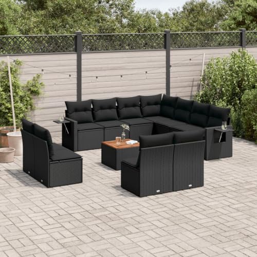HaoChrymec 12-TLG. Garten-Sofagarnitur mit Kissen Schwarz, PE-Rattan, Modular, Beistelltisch, UV-beständig, Gartenmöbel Set, Sitzgruppe Outdoor, Gartensofa, 62 x 62 x 69 cm, 55 x 62 x 69 cm HaoChrymec 12-TLG. Garten-Sofagarnitur mit Kissen Schwarz, PE-Rattan, Modular, Beistelltisch, UV-beständig, Gartenmöbel Set, Sitzgruppe Outdoor, Gartensofa, 62 x 62 x 69 cm, 55 x 62 x 69 cm von HaoChrymec