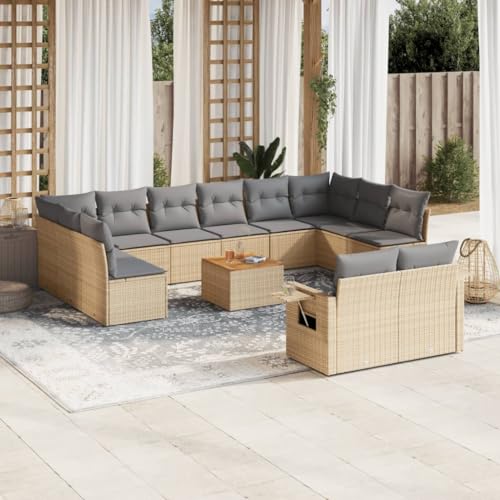 HaoChrymec 13-TLG. Garten-Sofagarnitur mit Kissen Beige, Poly Rattan, Modulares Design, Beistelltisch mit Gasfedern, Outdoor Couch, Gartenmöbel Set, Sitzgruppe Outdoor, 62 x 62 x 69 cm HaoChrymec 13-TLG. Garten-Sofagarnitur mit Kissen Beige, Poly Rattan, Modulares Design, Beistelltisch mit Gasfedern, Outdoor Couch, Gartenmöbel Set, Sitzgruppe Outdoor, 62 x 62 x 69 cm von HaoChrymec