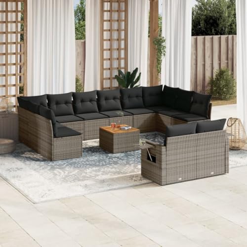 HaoChrymec 13-TLG. Garten-Sofagarnitur mit Kissen Grau, Poly Rattan, Modulares Design, Beistelltisch mit Gasfedern, Gartenmöbel Set, Outdoor Couch, Sitzgruppe Outdoor, 62 x 62 x 69 cm HaoChrymec 13-TLG. Garten-Sofagarnitur mit Kissen Grau, Poly Rattan, Modulares Design, Beistelltisch mit Gasfedern, Gartenmöbel Set, Outdoor Couch, Sitzgruppe Outdoor, 62 x 62 x 69 cm von HaoChrymec