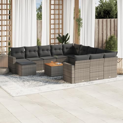 HaoChrymec 13-TLG. Garten-Sofagarnitur mit Kissen Grau Poly Rattan, Modulares Design, Beistelltisch mit Gasfedern, Outdoor Couch, Sitzgruppe Outdoor, Gartenmöbel Set, 55 x 55 x 37 cm HaoChrymec 13-TLG. Garten-Sofagarnitur mit Kissen Grau Poly Rattan, Modulares Design, Beistelltisch mit Gasfedern, Outdoor Couch, Sitzgruppe Outdoor, Gartenmöbel Set, 55 x 55 x 37 cm von HaoChrymec