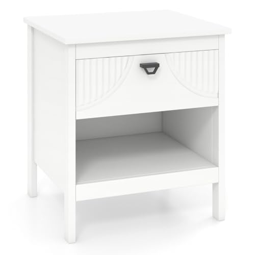 HaoChrymec 2 Ebenen Nachttisch mit Schublade & Offenem Regal, Beistelltisch aus MDF, Side Table Bedroom, Kommode mit Schubladen, Nachtschrank mit Geheimfach, Weiß, 45 x 40 x 50 cm HaoChrymec 2 Ebenen Nachttisch mit Schublade & Offenem Regal, Beistelltisch aus MDF, Side Table Bedroom, Kommode mit Schubladen, Nachtschrank mit Geheimfach, Weiß, 45 x 40 x 50 cm von HaoChrymec