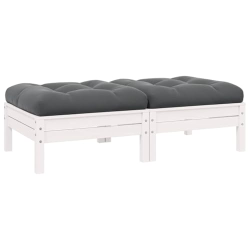 HaoChrymec 2-Sitzer-Gartensofa mit Kissen Weiß Massivholz Kiefer, Modular Design, Outdoor Sofa für Balkon, Gartenmöbel Set, Sitzgruppe Outdoor, 127 x 63.5 x 28.5 cm von HaoChrymec