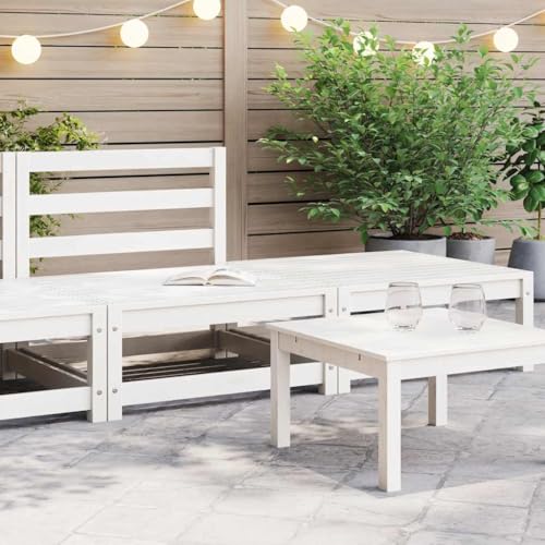 HaoChrymec 2-TLG. Garten-Lounge-Set aus Kiefer Massivholz, Modular Design, Bequemes Gartensofa, Balkonmöbel Set, Gartenbank, Sitzbank Outdoor, Weiß, 70x70x67 cm und 70x70x30 cm von HaoChrymec