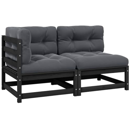 HaoChrymec 2-TLG. Garten-Lounge-Set mit Kissen Schwarz Kiefer Massivholz, Modularer Aufbau, Robustes Design, Gartenmöbel Set, Gartensofa, Sitzbank Outdoor, Für Terrasse und Balkon, 70 x 70 x 67 cm HaoChrymec 2-TLG. Garten-Lounge-Set mit Kissen Schwarz Kiefer Massivholz, Modularer Aufbau, Robustes Design, Gartenmöbel Set, Gartensofa, Sitzbank Outdoor, Für Terrasse und Balkon, 70 x 70 x 67 cm von HaoChrymec