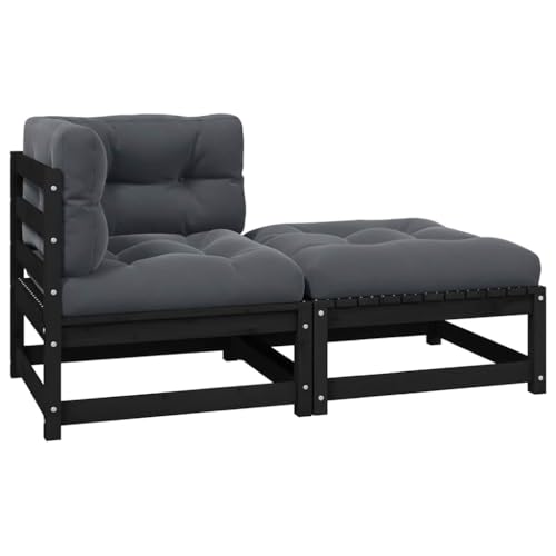 HaoChrymec 2-TLG. Garten-Lounge-Set mit Kissen Schwarz aus Massivholz Kiefer, Modulares Design, Outdoor Sofa für Garten, Balkonmöbel Set, Gartensofa für Terrasse, 70 x 70 x 67 cm HaoChrymec 2-TLG. Garten-Lounge-Set mit Kissen Schwarz aus Massivholz Kiefer, Modulares Design, Outdoor Sofa für Garten, Balkonmöbel Set, Gartensofa für Terrasse, 70 x 70 x 67 cm von HaoChrymec