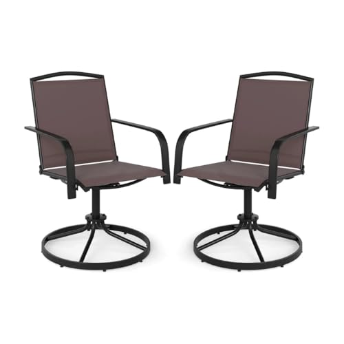 HaoChrymec 2er Set 360° Drehbare Gartenstühle mit Schnell Trocknendem Stoff, Schaukelstühle für Terrasse, Balkon und Garten, Outdoor Stuhl, Braun, 66 x 56 x 92,5 cm von HaoChrymec