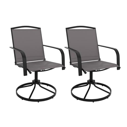 HaoChrymec 2er Set 360° Drehbare Gartenstühle mit Schnell Trocknendem Stoff, Terrassenstühle für Balkon, Garten, Veranda, Outdoor Stuhl, Grau, 66 x 56 x 92,5 cm von HaoChrymec