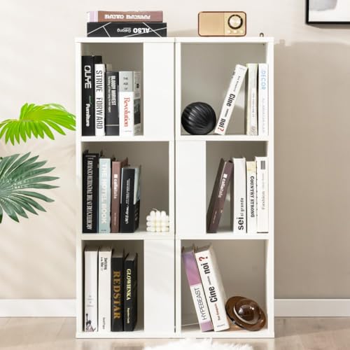 HaoChrymec 2er Set Bücherregal aus Holz mit Kippsicherung, 3 Ebenen Standregal, Offene Fächer, Stabil, Ideal für Wohnzimmer, Schlafzimmer, Kinderzimmer, Weiß, 33 x 33 x 100,5 cm von HaoChrymec