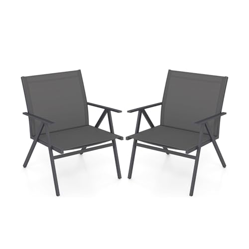 HaoChrymec 2er Set Gartenstühle mit Atmungsaktivem Stoff, Balkonstühle mit Ergonomischem Design, Outdoor Stuhl für Terrasse, Gartenmöbel Set, Garden Chair, Grau, 67 x 61,5 x 78 cm HaoChrymec 2er Set Gartenstühle mit Atmungsaktivem Stoff, Balkonstühle mit Ergonomischem Design, Outdoor Stuhl für Terrasse, Gartenmöbel Set, Garden Chair, Grau, 67 x 61,5 x 78 cm von HaoChrymec