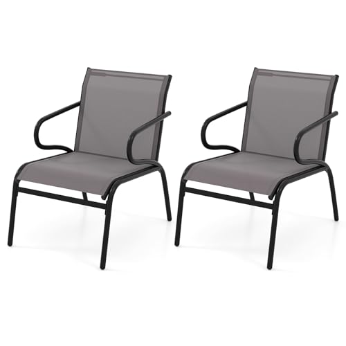 HaoChrymec 2er Set Gartenstühle mit Atmungsaktivem Stoff, Balkonstühle mit Ergonomischer Rückenlehne, Outdoor Stuhl für Terrasse, Gartenmöbel Set, Bis 150 kg Belastbar, Grau, 72.5 x 54 x 77.5 cm HaoChrymec 2er Set Gartenstühle mit Atmungsaktivem Stoff, Balkonstühle mit Ergonomischer Rückenlehne, Outdoor Stuhl für Terrasse, Gartenmöbel Set, Bis 150 kg Belastbar, Grau, 72.5 x 54 x 77.5 cm von HaoChrymec
