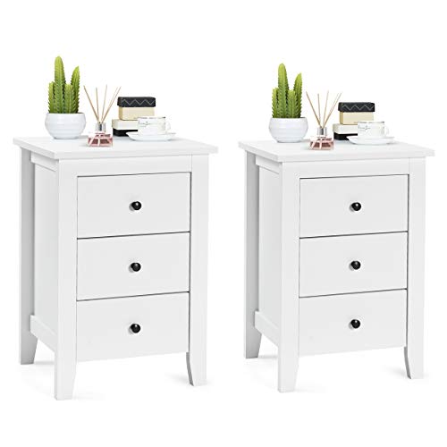 HaoChrymec 2er Set Nachttisch mit 3 Schubladen, Nachtschrank für Boxspringbett, Beistelltisch für Schlafzimmer, Weiß, 46 x 37 x 65 cm HaoChrymec 2er Set Nachttisch mit 3 Schubladen, Nachtschrank für Boxspringbett, Beistelltisch für Schlafzimmer, Weiß, 46 x 37 x 65 cm von HaoChrymec