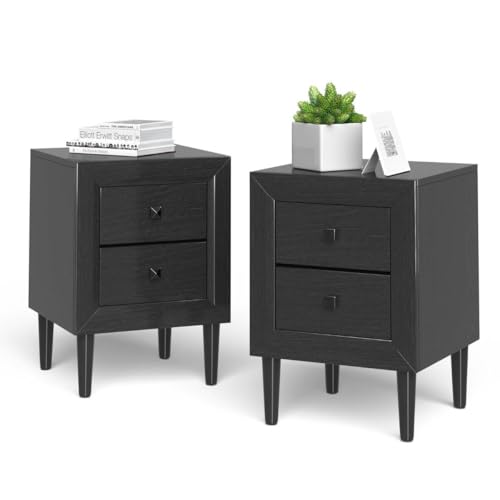 HaoChrymec 2er Set Nachttische aus Holz mit 2 Schubladen, Moderner Beistelltisch, Multifunktionaler Sofatisch, Ideal für Schlafzimmer, Wohnzimmer, Flur, Schwarz, 40 x 39.5 x 55 cm HaoChrymec 2er Set Nachttische aus Holz mit 2 Schubladen, Moderner Beistelltisch, Multifunktionaler Sofatisch, Ideal für Schlafzimmer, Wohnzimmer, Flur, Schwarz, 40 x 39.5 x 55 cm von HaoChrymec