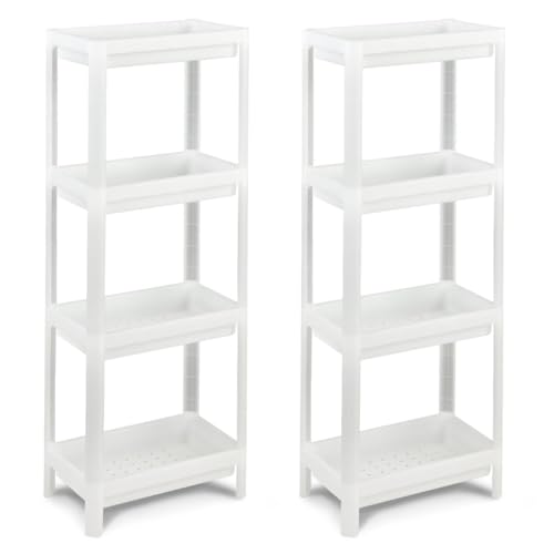 HaoChrymec 2er Set Nischenregal Schmal mit 4-Tier Slim Storage Cart, Küchen-Organizer mit Rollen, Verstellbar für Verschiedene Anwendungen, Weiß, 36 x 23 x 99,5 cm HaoChrymec 2er Set Nischenregal Schmal mit 4-Tier Slim Storage Cart, Küchen-Organizer mit Rollen, Verstellbar für Verschiedene Anwendungen, Weiß, 36 x 23 x 99,5 cm von HaoChrymec