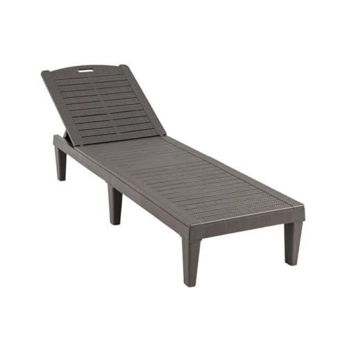 HaoChrymec 2er Set Sonnenliege mit Verstellbarer Rückenlehne, Kunststoff Wetterfeste Gartenliege, Liegestuhl Garten, Schwimmbad Liege, Camping Liege, Braun, 156 x 55 x 83 cm von HaoChrymec