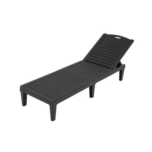 HaoChrymec 2er Set Sonnenliege mit Verstellbarer Rückenlehne, Kunststoff Wetterfeste Gartenliege, Liegestuhl Garten, Schwimmbad Liege, Camping Liege, Schwarz, 156 x 55 x 83 cm von HaoChrymec