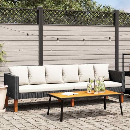 HaoChrymec 3-Sitzer-Gartensofa mit Auflagen Schwarz, PE-Rattan, Pulverbeschichteter Stahlrahmen, Modularer Aufbau, Bequemes Lounge Sofa, Balkon Sofa, Gartenmöbel Set, 218 x 67 x 60 cm HaoChrymec 3-Sitzer-Gartensofa mit Auflagen Schwarz, PE-Rattan, Pulverbeschichteter Stahlrahmen, Modularer Aufbau, Bequemes Lounge Sofa, Balkon Sofa, Gartenmöbel Set, 218 x 67 x 60 cm von HaoChrymec