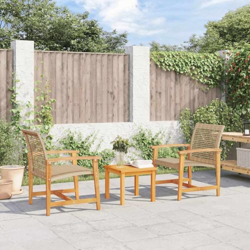 HaoChrymec 3-TLG. Bistro-Set Beige mit PE-Rattan und Akazienholz, Gartentisch mit Stühlen Set, Balkonmöbel Set, Bistrotisch mit 2 Stühlen, 43 x 43 x 36 cm HaoChrymec 3-TLG. Bistro-Set Beige mit PE-Rattan und Akazienholz, Gartentisch mit Stühlen Set, Balkonmöbel Set, Bistrotisch mit 2 Stühlen, 43 x 43 x 36 cm von HaoChrymec
