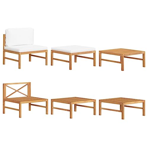HaoChrymec 3-TLG. Garten-Lounge-Set mit Creme Kissen, Teakholz, Outdoor Möbel Set, Gartensofa, Sitzbank Outdoor, Balkonmöbel Set, 63 x 66 x 60 cm von HaoChrymec